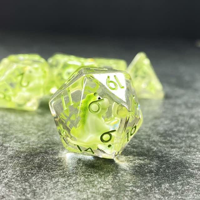 Sage's Portal Animal Familiars Resin DND Dice Set Polyhedral Dice Set for Dungeons and Dragons RPG Pathfinder Tabletop TTRPG (Baby Dragon) - color: Baby Dragon