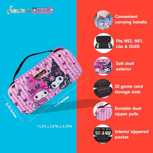 Sonix x Sanrio Carrying Case for Nintendo Switch 2, Switch 1, Lite, OLED, Protective Travel Case with Game Cartridge Storage | Kuromi & My Melody 20th Anniversary - color: Kuromi & My Melody 20th Anniversary