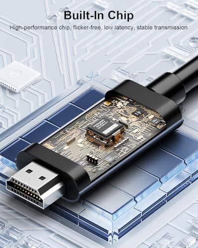 USB C to HDMI Cable 2 in 1 Steam Deck Adapter 4K 60Hz HDMI 100W Charging Port, Monitor TV Connector Cable USB C Dock for Steam Deck OLED/ROG Xbox Ally/iPad/Samsung Galaxy Dex/Tablet/iPhone 17 6.6TF/2M