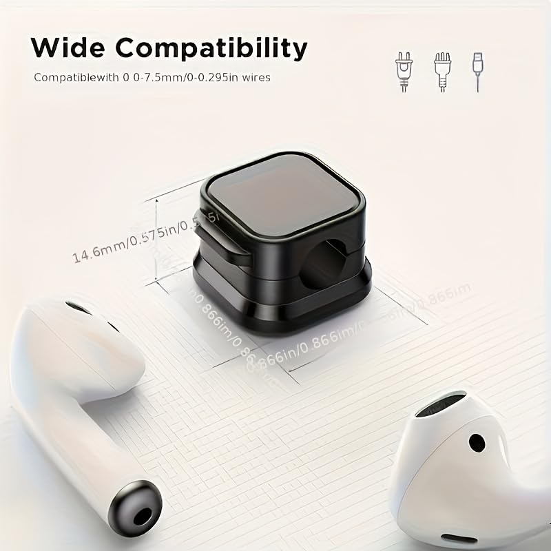 Set of 8 Cable Organizer Clips, No Drilling Required, Self-Adhesive Cable Holder Storage Sockets, Network Wires Cable Clips, Wiring Clips, No-Nail Cable Management (White-8pcs) - color: White-8pcs