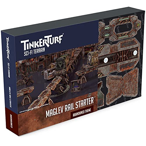 TinkerTurf Sci-Fi Terrain: MagLev Rail Starter, Abandoned Theme, Sturdy, Affordable, Great-Looking Full-Color Terrain, Quick and Easy to Assemble, Virtually Limitless Setups - style: Starter (Abandoned)