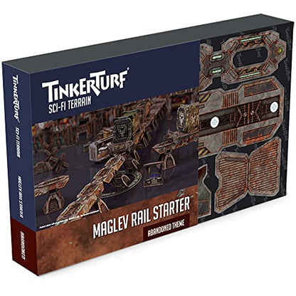 TinkerTurf Sci-Fi Terrain: MagLev Rail Starter, Abandoned Theme, Sturdy, Affordable, Great-Looking Full-Color Terrain, Quick and Easy to Assemble, Virtually Limitless Setups - style: Starter (Abandoned)
