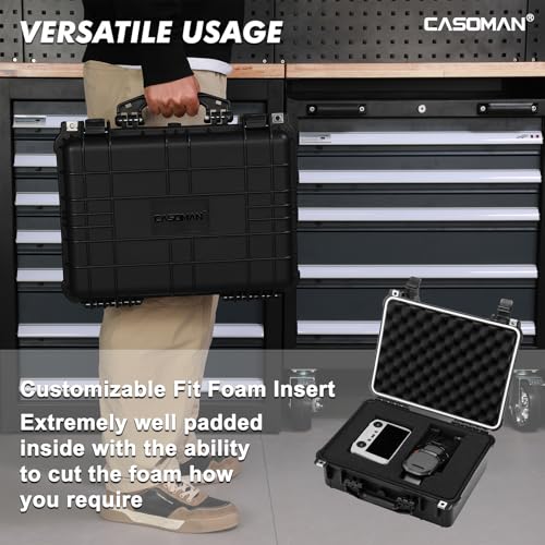 CASOMAN Water-proof Box, with Cush- Proof Sponge, IP67 Water Proof Grade, Large Waterproof Hard Case with Customizable Foam, Perfectly Protection of Camera, Drones, Lens,Equipments, 16"x13.2"x7" - size: 16" X 13.2" X 7"