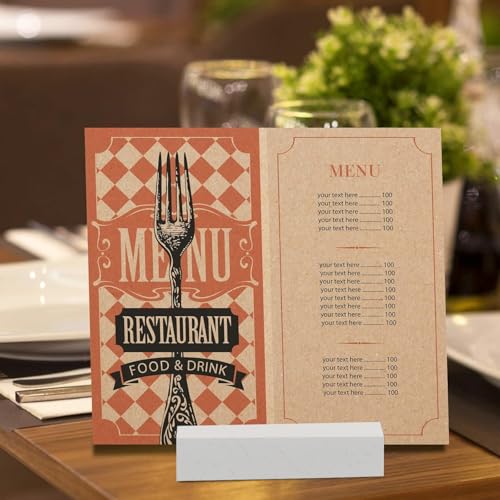 10Pcs Wooden Place Card Holders White, Wood Photo Card Holders for Weddings Banquets and Parties, Table Number Holder Stands, A6 Wood Menu Holder for Restaurants - size: 10 Pcs-White- Slots 2mm