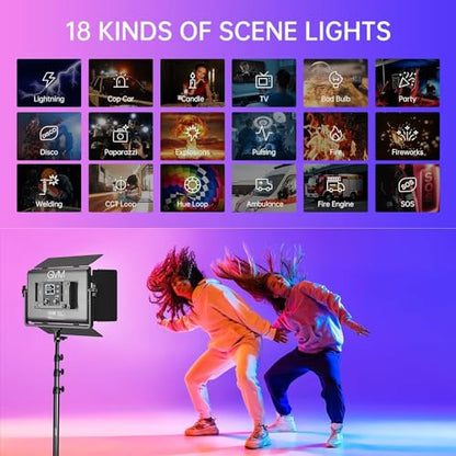 GVM 1300D RGB Video Light with Softbox, 65W LED Video Lighting Kit, 25000lux/0.5m, 360° Full Color Photography Lighting Kit, 2 Packs Led Panel Light for YouTube, Web Conference, Streaming - size: 1300D - 2 Pack