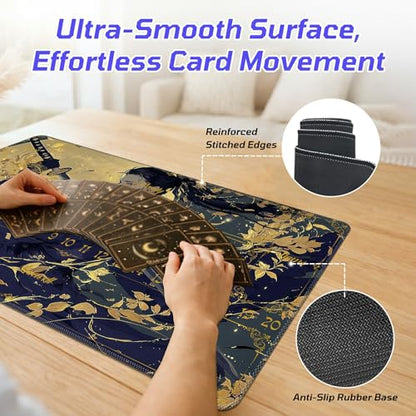 Classical-Style Hero TCG Playmat, RPG Quest Progress Playmat for MTG Card Game, Stitched Edge Non-Slip Rubber Base, Smooth Surface Trading Card Game Mat 24 x 14 Inch - color: Classical-style Hero, size: Zone 2
