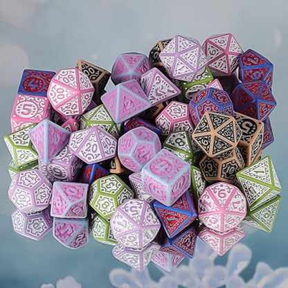 CiaraQ Polyhedral Dice Set - DND Role Playing Dice | Acrylic RPG Dice for Dungeons and Dragons MTG Table Games, Multi-Color, 42pcs - color: Red/Pink/Black/Green/Purple