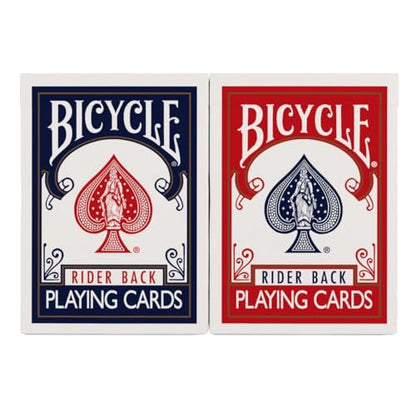 Bicycle Rider Back Playing Cards, Standard Poker Size Deck of Cards, Red & Blue (2 Pack), Classic Cards for Poker, Blackjack, Family Game Night & Card Games, Fun for All Ages | Air Cushion Finish, Over 140 years of trusted quality, Perfect for poker and b