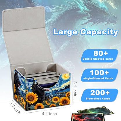 Dog in Starry Night Deck Box for MTG Commander | Holds 100+ Double-Sleeved Cards | Strong Magnetic TCG Card Case for Collectible Games - color: Dog in Starry Night
