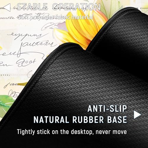 Large Gaming Mouse Pad+ Keyboard Wrist Rest Set, Ergonomics Memory Foam Mouse Mat Wrist Rest Support for Home Office, Waterproof Extended Mousepad 31.5x11.8in, Sunflower White Desk Pad - color: Yvb-mousepad-9-f-161