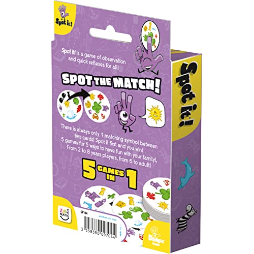 Asmodee Spot It! Classic (Pocket) - Fast-Paced Observation and Matching Game for The Whole Family! Convenient for Travel, Great Gift for Kids, Ages 6+, 2-8 Players, 15 Minute Playtime - style: Classic