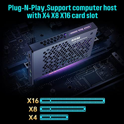 Game Capture Card, HDMI PCI-E 4K 30fps Record | Live Stream from Gaming Systems, Camcorders, DSLRs, Support Zero Delay HDMI Loop-Out
