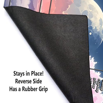 MTG Playmats, Landscape Board Game Mat with Storage Bag Mouse Pad for MTG DTCG CCG RPG Trading Card MTG Playing Mat with Zones Smooth Rubber Surface Battle 24 x 14 inches - color: Pink Sakura With Zones