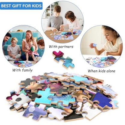 Puzzles for Kids Ages 4-8,Kids Puzzls in a Metal Box,Winter Princess Snowman Small Puzles,Kid Boys Girls Learning Educational Puzzle Packed in Tin Box,60 Pieces - color: Princess60