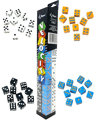 Regal Games Velocity Dice Game Set with Case - Square Dice Colored Set for Family Game Night - 2 to 4 Player (40 Dices) - color: Velocity