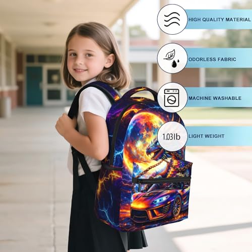 Cool Dragon Backpack For Boys Racing Car Dragon Boys Backpack For Kids Teens Elementary Middle School Student Bookbag For Age 6-18 Lightweight Travel Back Pack - color: Dragon