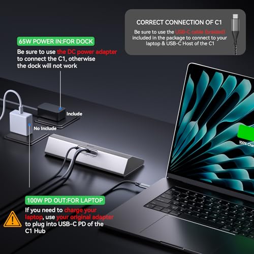 Gitfos Powered USB Hub, 15 in 1 USB 3.2 Hub, USB C Hub, 10Gbps, PD 100W | 2 USB C 45W Charge • 8 USB-A • 2 USB-C • 65W Adapter • 3.3FT Cable • Aluminum Desktop USB Hub for PC,Mac,Mac Mini,iMac,iPad - size: 15 IN 1