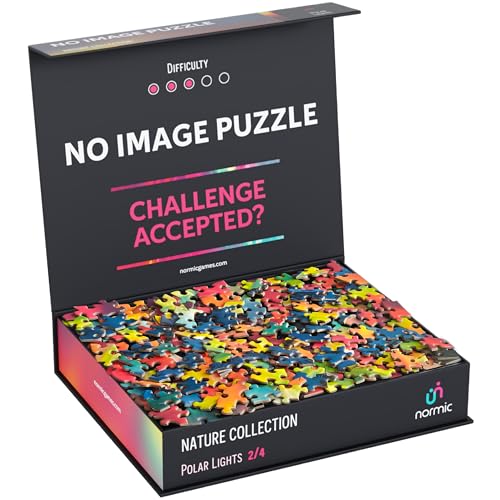 No Image Puzzle 1000 Irregular Pieces Extreme Difficult Jigsaw Challenge Adults Hardest Puzzle No Guide Ultimate Brain Teaser Hard Level Polar Lights Mystery Unique Gift - color: Polar Lights