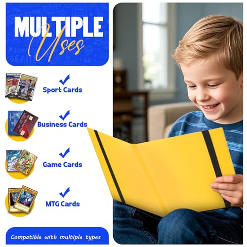 Card Binder 9-Pockets, Trading Card Binder,20 Pages, 360 Card Capacity Collection Binder, Card Folder for MTG, TCG, Game Cards & Sports Cards（Yellow） - color: Yellow