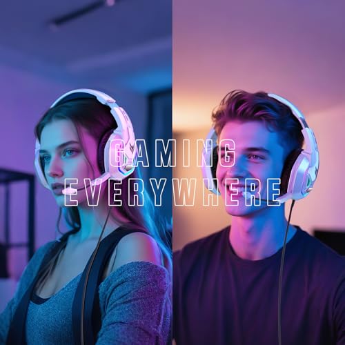 YPBDAN RGB Gaming Headset with Mic for PS5 PS4 Xbox Series X|S Xbox One PC | 7.1 Surround Sound, Noise Cancelling Mic, 50mm Drivers, Memory Foam Earcups, Over-Ear Headphones for Switch Mac
