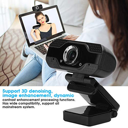 Webcam, 1080P 30FPS FHD USB Computer Camera with Built-in Microphone and Noise Reduction for Video Conferencing, Live Streaming, Desktop and Laptop