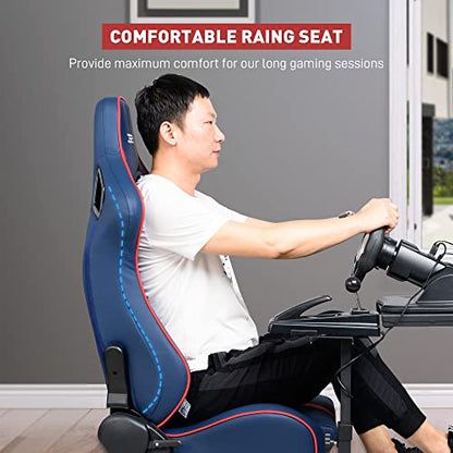 WTRAVEL Racing Simulator Cockpit with Adjustable Wheel Stand and Racing Seat for All Logitech G920|G25|G27|G29| Thrustmaster | Compatible with Xbox, PS4, PS5, PC Platforms (Blue+Red) - color: Blue+red