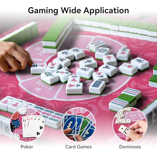 32.4x32.4 Inch Mahjong Mat for Table 3MM Noise Reduction | Non-Slip Mahjong Table Cover for Poker, Card, Board & Tile Games, Dominoes, Ships Rolled No Creases Mahjong Gifts - color: Peach Pink