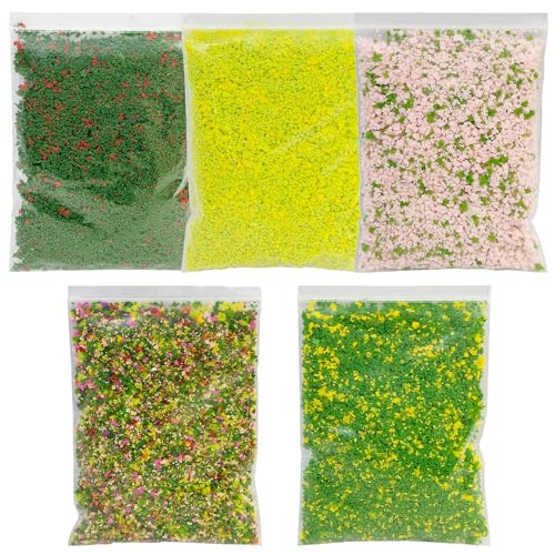 Cayway Mixed Color Tree Powder Model, 5 Pack Simulation Tree Powder, Simulation Flower Modelling Powder, DIY Model Trees Basing Material Kit for Building Model Railway Diorama Scenery - style: Style C