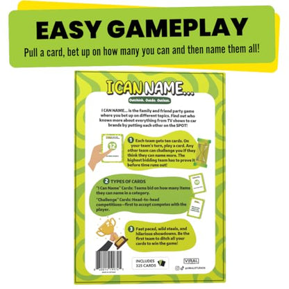 I Can Name... | Fast-Paced Family Party Game of Bidding & Brainpower | Hilarious Card Game Night, Party Game for Teens and Adults, for Groups and Gatherings | 325 Fun Challenge Cards | Ages 8+