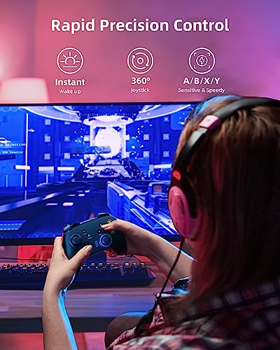 Forty4 Wireless Gaming Controller, Game Controller for PC Windows 7/8/10/11, PS3, Switch, Dual-Vibration Joystick Gamepad for Computer