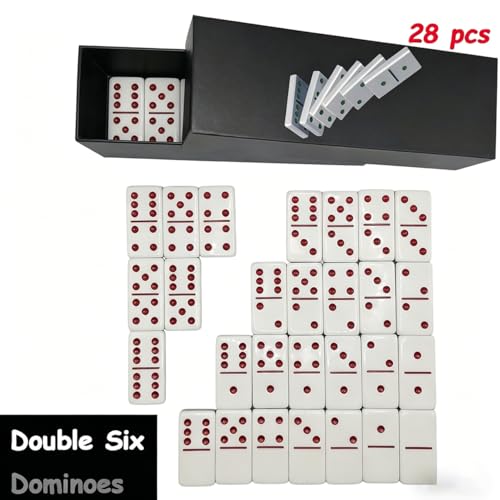 Premium Double 6 Dominoes Set 28 Tiles for Adults,Domino Board Games with Case for for Birthdays, Holidays and Special Occasions (Dominoes-Pink-Fox) - style: Dominoes-Pink-Fox