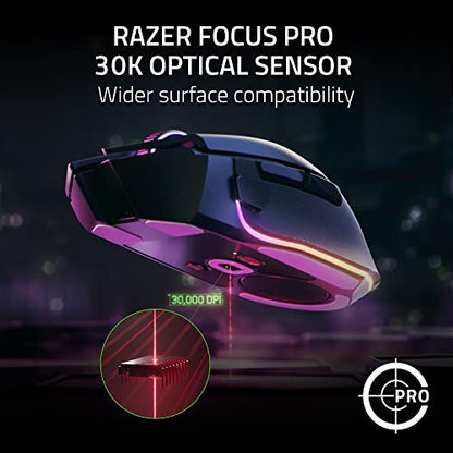 Razer Basilisk V3 Pro Wireless Gaming Mouse: HyperScroll Tilt Wheel - 30K DPI Optical Sensor - Gen-3 Optical Switches - 13-Zone Chroma RGB - 13 Programmable Controls - 3 Connection Modes - Black - color: Classic Black