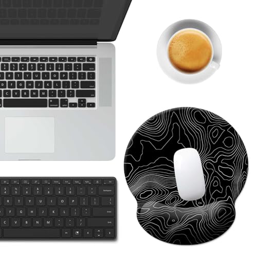 Gaming Mouse Pad Wrist Support,Ergonomic Mouse Pad with Wrist Rest,Comfortable Mousepad with Smooth Wrist Rest,Pain Relief Mouse Pads for Non-Slip Base,Computer,Laptop,Office，Home（Black Lines） - color: Black lines
