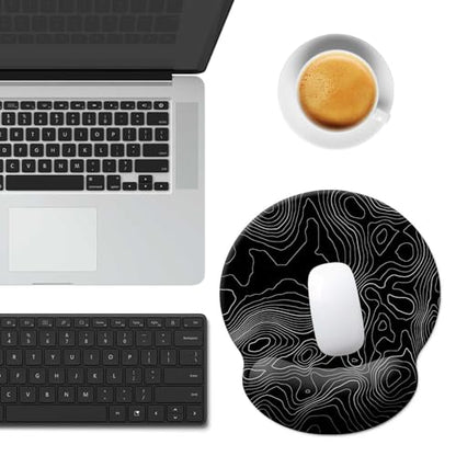 Gaming Mouse Pad Wrist Support,Ergonomic Mouse Pad with Wrist Rest,Comfortable Mousepad with Smooth Wrist Rest,Pain Relief Mouse Pads for Non-Slip Base,Computer,Laptop,Office，Home（Black Lines） - color: Black lines