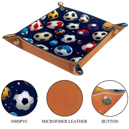 Soccer Ball Dice Tray PU Leather Dice Rolling Tray Folding Dice Holder for Dice Games, Like RPG, DND and Other Table Games - color: Multi 3