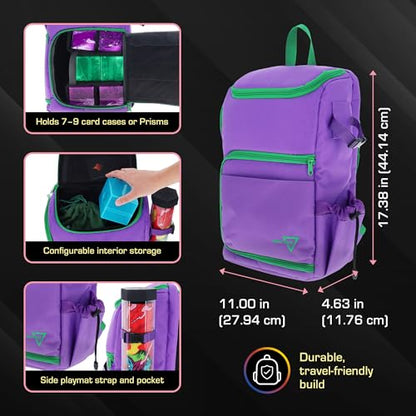 BCW Spectrum TCG Backpack | Holds 7–9 Prism Deck Cases or Deck Boxes | Configurable Storage for Cards & Gear | Playmat Strap & Side Pocket | Durable & Travel-Friendly Design | Gamma Purple - color: Purple