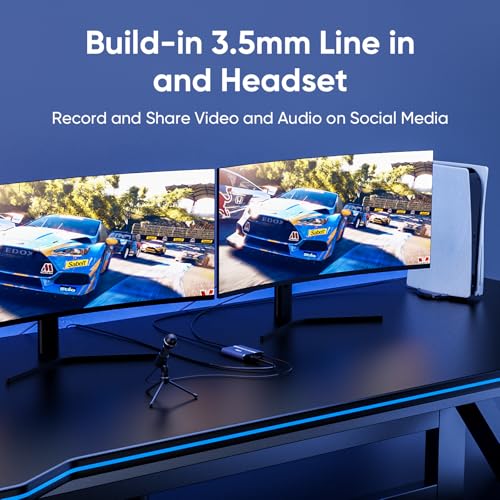 4K 60fps Audio Video HDMI Game Capture, Live Gamer | Portable Pass-Through 4K Full HD 1080P 60fps USB3.0 Capture Card Ultra Low Latency Record Stream for XBOX, PlayStation