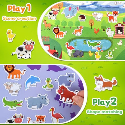 ASTARON 3 Pack Reusable 3D Puffy Sticker Book for Kids 3-6, Jelly Sticker Game Educational Sensory Learning Toy, Travel Toys and Busy Book(Dino Car Animal) - style: Dino Car Animal