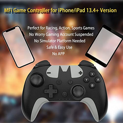 iOS MFi Controller, Megadream Gaming Controller Joystick Joypad with Adjustable Clamp for iOS 13.4+ Version iPhone/iPad, iPhone 13/13 Pro/13 Mini, iPhone 12 Pro/Mini, Not for TV - Grey [Direct Play] - color: Grey