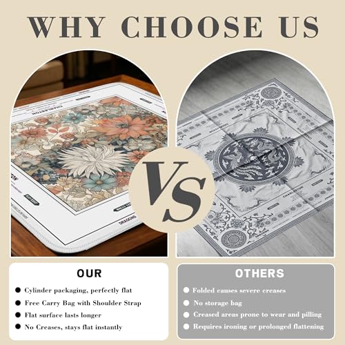 Crease-Free Mahjong Mat with Rules American Mah Jongg Mats with Portable Bag Noise Reduction Non-Slip Table Cover 31.5*31.5in Large Waterproof Neoprene Pad For Poker Board Mah Jong Game Card Mahjongg - color: Orange Dahlia