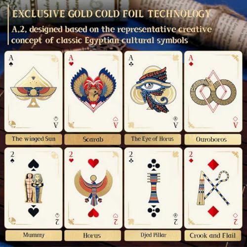 WJPC Ancient Egypt Playing Cards，Gold Cold Foil Playing Cards,Deck of Cards ，Game and Party Gift Giving Poker Cards (Ancient Egypt) - color: Cold Gold