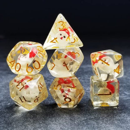 Sage's Portal Familiars and Reagents Resin DND Dice Set Polyhedral Dice Set for Dungeons and Dragons RPG Tabletop TTRPG (Jolly Santa) - color: Jolly Santa