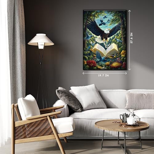 Eagle Puzzles for Adults 1000 Pieces, Fantasy Book Nature Forest Plant Puzzle, Animal Bird Bald Eagle Flower Challenge Jigsaw Puzzle - style: Book Eagle Puzzles