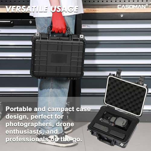 CASOMAN Water-proof and Dust-proof Protective Sturdy Plastic Storage Case with Cush-Proof Sponge and Customizable Foam, IP67 Water Proof Grade, 13.4" X 11.6" X 6" - size: 13.4" X 11.6" X 6"