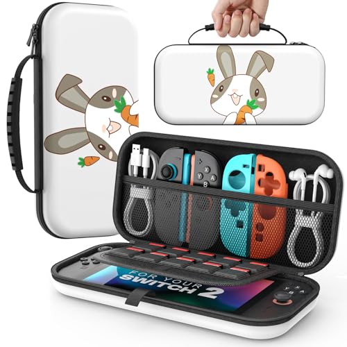 MoKo Carrying Case for Nintendo Switch 2(2025), Protective Hard Shell Portable Travel Carry Case Pouch holds 10 Cartridges with Pockets for Switch 2 Accessories and Games, Rabbit - color: rabbit