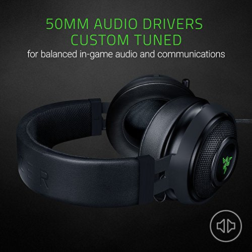Razer Kraken 7.1 V2: 7.1 Surround Sound - Retractable Noise-Cancelling Mic - Lightweight Aluminum Frame - Gaming Headset Works with PC, PS4, Xbox One, Switch, & Mobile Devices - Black