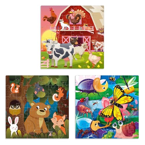 Magnetic Puzzles for Toddlers 3-5 - Kids Travel Toys for Boys and Girls | 36 Pieces Sudoku Toddler Puzzles Ages 2-4 – Animal Farm Bugs Travel Games for Kids 4-6 – Car Airplane Road Trip Games - color: 4. Farm 36 Pcs