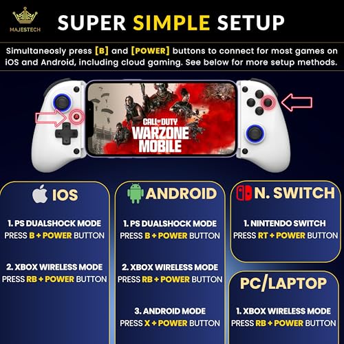 MAJESTECH [HOT NEW D11 Phone Controller For iPhone/Android/Tablet/iPad/Switch, Play Call of Duty, Roblox, Xbox Cloud, Wireless Bluetooth Mobile Gaming Controller iPhone 16 15 14 13 Samsung Google