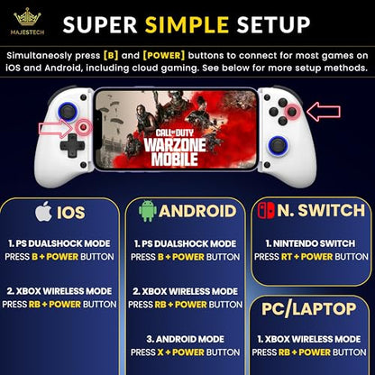 MAJESTECH [HOT NEW D11 Phone Controller For iPhone/Android/Tablet/iPad/Switch, Play Call of Duty, Roblox, Xbox Cloud, Wireless Bluetooth Mobile Gaming Controller iPhone 16 15 14 13 Samsung Google