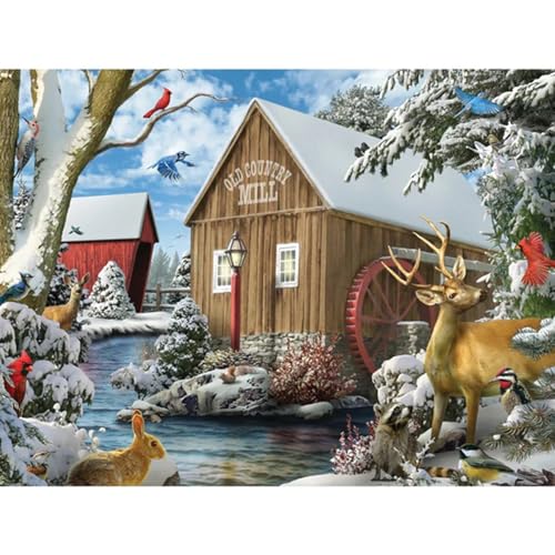 Bits and Pieces 50 Piece Puzzles for Adults - Alan Giana 3-Pack - 50 Extra Large Pieces 15" x 19" Jigsaw Puzzles, Rustic Country Scenes, No 2 Pieces Alike - size: 50 Piece Puzzles